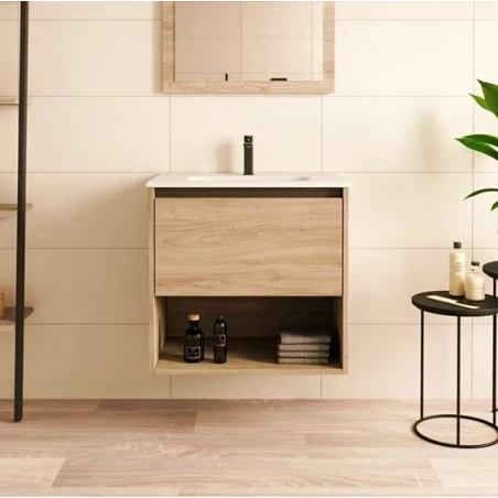 Mueble de baño EMOTION ROBLE NATURAL 80 Suspendido