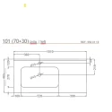 Lavabo Encastrado SDZ RUBI desplazado Izquierda  Blanco brillo de 100x46