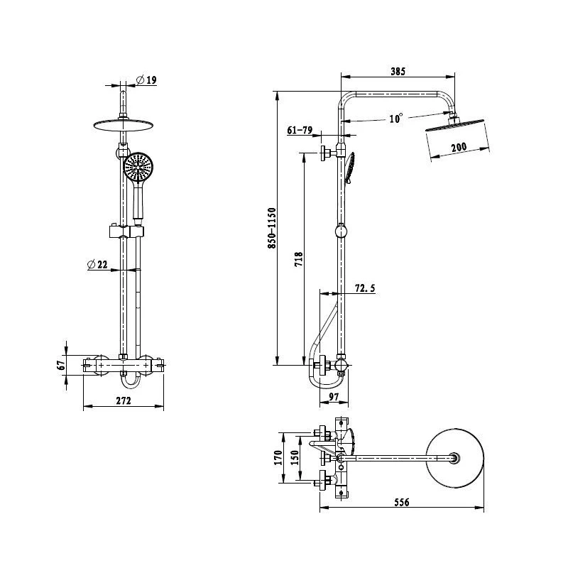 Columna Termostática VIGNONI 02  3 Funciones Optima