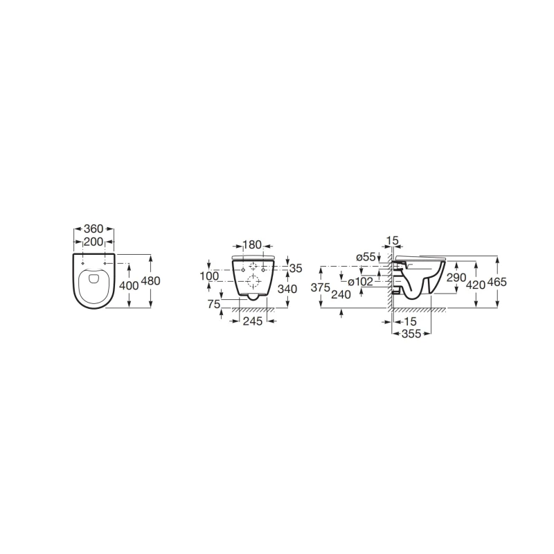 Bastidor GROHE pack cisterna empotrada y pulsador blanco con inodoro suspendido Roca Ona Blanco 48 cm