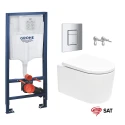 BASTIDOR GROHE CON CISTERNA EMPOTRADA, PULSADOR CROMO BRILLO, INODORO SUSPENDIDO TORNADO 72 SISTEMA VORTEX BLANCO DE SAT