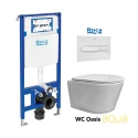 BASTIDOR ROCA DUPLO PACK CISTERNA EMPOTRADA Y PULSADOR PL1 DUAL BLANCO BR CON INODORO SUSPENDIDO RIMLESS OASIS BLANCO BR 48CM