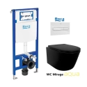 BASTIDOR ROCA DUPLO PACK CISTERNA EMPOTRADA Y PULSADOR PL1 DUAL BLANCO BR CON INODORO SUSPENDIDO RIMLESS MIRAGE NEGRO MATE 48CM