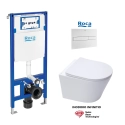 BASTIDOR ROCA DUPLO PACK CISTERNA EMPOTRADA Y PULSADOR PL7 BL MAT CON WC SUSPENDIDO RIM-EX INFINITIO BLANCO BRILLO 48cm DE SAT
