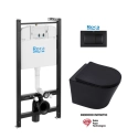 BASTIDOR ROCA ACTIVE PACK CISTERNA EMPOTRADA Y PULSADOR NEGRO MAT CON INODORO SUSPENDIDO RIM-EX INFINITIO NEGRO MATE 48cm DE SAT