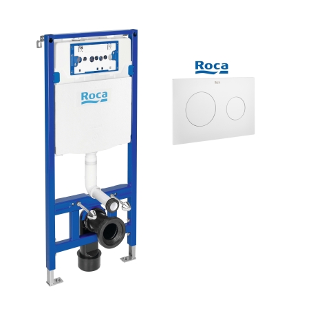 BASTIDOR ROCA DUPLO ONE, PACK CISTERNA EMPOTRADA Y PULSADOR PL10 BLANCO MATE