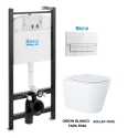 BASTIDOR ROCA ACTIVE CON CISTERNA EMPOTRADA Y PULSADOR BLANCO BRILLO NEW y WC susp. Orion blanco Tapa Fina 51,5 cm VORTEX KP