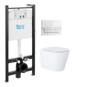 BASTIDOR ROCA ACTIVE CON CISTERNA EMPOTRADA Y PULSADOR BLANCO BRILLO NEW y WC susp. Orion blanco Tapa Fina 51,5 cm VORTEX KP