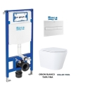 BASTIDOR ROCA DUPLO CON CISTERNA EMPOTRADA Y PULSADOR PL7 BLANCO MATE y WC susp. Orion blanco Tapa Fina 51,5 cm VORTEX KP