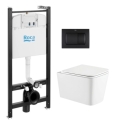 BASTIDOR ROCA ACTIVE CON CISTERNA EMPOTRADA Y PULSADOR NEGRO MATE y WC suspendido TREND 49CM VORTEX DE KP