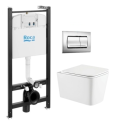 BASTIDOR ROCA ACTIVE CON CISTERNA EMPOTRADA Y PULSADOR PVC cromo brillo y WC suspendido TREND 49CM VORTEX DE KP