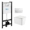 BASTIDOR ROCA ACTIVE CON CISTERNA EMPOTRADA Y PULSADOR BLANCO BRILLO NEW y WC suspendido TREND 49CM VORTEX DE KP