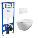 BASTIDOR ROCA DUPLO ONE PACK CISTERNA EMPOTRADA Y PULSADOR PL10 BL MAT CON WC SUSPENDIDO BL BR ROUND SMART TORNADO 3.0 TAPA FINA