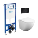 BASTIDOR ROCA DUPLO PACK CISTERNA EMPOTRADA Y PULSADOR PL10 NEG M CON INODORO SUSPENDIDO ROUND SMART BL B TOR 3 CON TAPA FINA