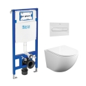 BASTIDOR ROCA DUPLO PACK CISTERNA EMPOTRADA Y PULSADOR PL1 BL BR CON INODORO SUSPENDIDO ROUND SMART BL BR TOR 3 CON TAPA FINA