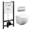 BASTIDOR ROCA ACTIVE PACK CISTERNA EMPOTRADA Y PULSADOR CROMO BR CON INODORO SUSPENDIDO ROUND SMART 52 cm TOR 3 CON TAPA FINA