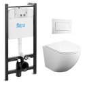 BASTIDOR ROCA ACTIVE PACK CISTERNA EMPOTRADA Y PULSADOR BLANCO BR CON INODORO SUSP ROUND SMART 52 cm TOR 3 CON TAPA FINA