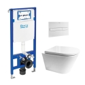 BASTIDOR ROCA DUPLO PACK CISTERNA EMPOTRADA Y PULSADOR PL7 BLANCO MATE CON WC TORNADO 3.0 ORION TAPA ENVOLVENTE BL BR