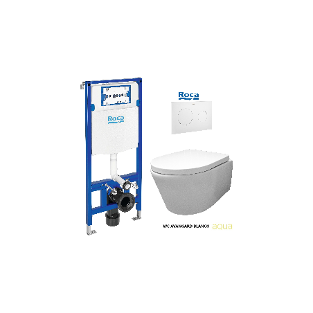 BASTIDOR ROCA DUPLO CISTERNA EMPOTRADA Y PULSADOR PL10 BLANCO MATE CON INODORO SUSPENDIDO Rim-ex Avangard blanco br AQUA