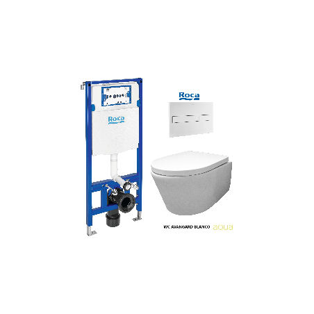 BASTIDOR ROCA DUPLO CISTERNA EMPOTRADA Y PULSADOR PL7 BLANCO MATE CON INODORO SUSPENDIDO Rim-ex Avangard blanco br AQUA