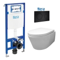 BASTIDOR ROCA DUPLO CISTERNA EMPOTRADA Y PULSADOR PL10 NEGRO MATE CON INODORO SUSPENDIDO Rim-ex Avangard blanco br AQUA