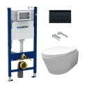 BASTIDOR GEBERIT DUOFIX CISTERNA EMPOTRADA Y PULSADOR DELTA 50 NEGRO BR CON INODORO SUSPENDIDO Rim-ex Avangard blanco br AQUA