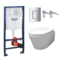 BASTIDOR GROHE PACK CISTERNA EMPOTRADA Y PULSADOR CROMO BR CON INODORO SUSPENDIDO Rim-ex Avangard blanco br AQUA
