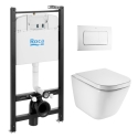 BASTIDOR ROCA ACTIVE PACK CISTERNA EMPOTRADA Y PULSADOR BLANCO BR CON INODORO SUSPENDIDO ROCA THE GAP CON SISTEMA RIMLESS