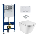 BASTIDOR GEBERIT PACK CISTERNA EMPOTRADA Y PULSADOR DELTA 01 BLANCO BR CON INODORO SUSPENDIDO ROCA THE GAP CON SISTEMA RIMLESS
