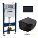 BASTIDOR GEBERIT DUOFIX PACK CISTERNA EMPOTRADA Y PULSADOR NEGRO BR DELTA 50 CON INODORO SUSPENDIDO KALIOPA NEGRO MATE 49cm AQUA