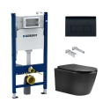 BASTIDOR GEBERIT DUOFIX PACK CISTERNA EMPOTRADA Y PULSADOR DELTA 50 NEG BR CON INODORO SUSPENDIDO NEBULA BLACK MATE DE AQUA