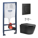 BASTIDOR GROHE PACK CISTERNA EMPOTRADA Y PULSADOR EVEN NEGRO MAT CON INODORO SUSPENDIDO NEBULA BLACK MATE DE AQUA