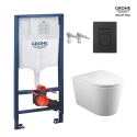 BASTIDOR GROHE PACK CISTERNA EMPOTRADA Y PULSADOR NEGRO MATE CON INODORO SUSPENDIDO TORNADO 3.0 ORION BLANCO BR  51,5cm de KP