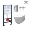 Bastidor GROHE pack cisterna empotrada y pulsador cromo brillo con inodoro suspendido Rim-ex Croma blanco br AQUA