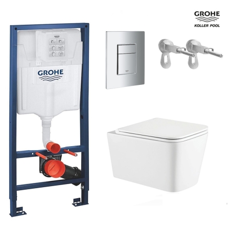 BASTIDOR GROHE PACK CISTERNA EMPOTRADA Y PULSADOR CROMO BR CON INODORO SUSPENDIDO TREND SISTEMA VORTEX Bl Br KP