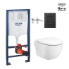 Bastidor GROHE pack cisterna empotrada y pulsador negro mate con inodoro suspendido Roca Meridian Blanco 48 cm