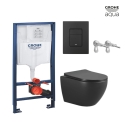 BASTIDOR GROHE PACK CISTERNA EMPOTRADA Y PULSADOR NEGRO EVEN CON INODORO SUSPENDIDO AQUA WC RUBIN NEGRO MATE