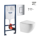 BASTIDOR GROHE CON CISTERNA EMPOTRADA, PULSADOR CROMO BRILLO, INODORO SUSPENDIDO TORNADO 67 SISTEMA VORTEX BLANCO DE SAT