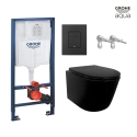 BASTIDOR GROHE PACK CISTERNA EMPOTRADA Y PULSADOR EVEN NEGRO MAT CON INODORO SUSPENDIDO RIMLESS MIRAGE NEGRO MATE 48CM