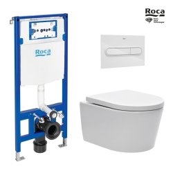 BASTIDOR ROCA DUPLO ONE PACK CISTERNA EMPOTRADA Y PULSADOR PL1 BL BR CON INODORO SUSPENDIDO BREVIS 48 SAT