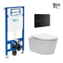 BASTIDOR ROCA DUPLO ONE PACK CISTERNA EMPOTRADA Y PULSADOR PL7 NEG MAT CON INODORO SUSPENDIDO BREVIS 48cm SAT