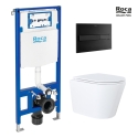 BASTIDOR ROCA DUPLO ONE PACK CISTERNA EMPOTRADA Y PULSADOR PL7 NEGRO MATE CON INODORO SUSPENDIDO TORNADO 3.0 ORION 51,5 CM DE KP