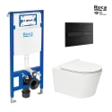 BASTIDOR ROCA DUPLO ONE PACK CISTERNA EMPOTRADA Y PULSADOR PL7 NEG MAT CON INODORO SUSPENDIDO BREVIS 53cm SAT