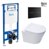 BASTIDOR ROCA DUPLO ONE PACK CISTERNA EMPOTRADA Y PULSADOR PL7 NEG MAT CON INODORO SUSPENDIDO RIM-EX INFINITIO BL BR 48 CM SAT