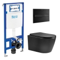 BASTIDOR ROCA DUPLO ONE PACK CISTERNA EMPOTRADA Y PULSADOR PL7 NEGRO MAT CON INODORO SUSPENDIDO NEBULA BLACK MATE DE AQUA