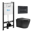 BASTIDOR ROCA ACTIVE PACK CISTERNA EMPOTRADA Y PULSADOR NEGRO MAT CON INODORO SUSPENDIDO NEBULA BLACK MATE DE AQUA