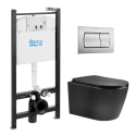 BASTIDOR ROCA ACTIVE PACK CISTERNA EMPOTRADA Y PULSADOR CROMO MAT CON INODORO SUSPENDIDO NEBULA BLACK MATE DE AQUA