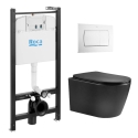 BASTIDOR ROCA ACTIVE PACK CISTERNA EMPOTRADA Y PULSADOR BLANCO BR CON INODORO SUSPENDIDO NEBULA BLACK MATE DE AQUA
