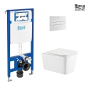 BASTIDOR ROCA DUPLO ONE PACK CISTERNA EMPOTRADA Y PULSADOR PL7 BL MATE CON INODORO SUSPENDIDO TREND Bl Br CON SISTEMA VORTEX KP