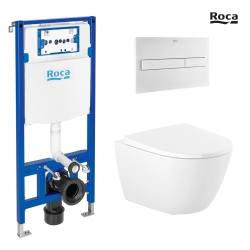 BASTIDOR ROCA DUPLO ONE PACK CISTERNA EMPOTRADA Y PULSADOR PL7 BLANCO MATE CON INODORO SUSPENDIDO RIM-EX ROCA ONA